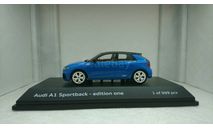 Audi A1 (GB) Sportback 30 TFSI edition one 2018 turbo bleu, редкая масштабная модель, scale43, Paragon