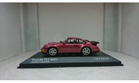 Porsche 911 (964) turbo 1990 himbeerrot perleffekt, масштабная модель, Minichamps, 1:43, 1/43