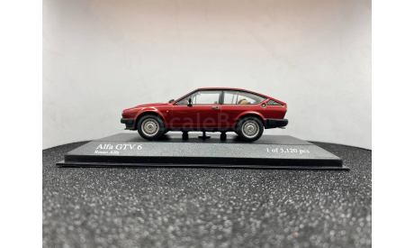 С 1 рубля! Без резервной цены!  Alfa Romeo GTV6 1983 Red, редкая масштабная модель, Minichamps, 1:43, 1/43