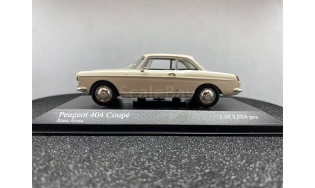 Peugeot 404 Coupe 1962 blanc arosa, редкая масштабная модель, Minichamps, scale43