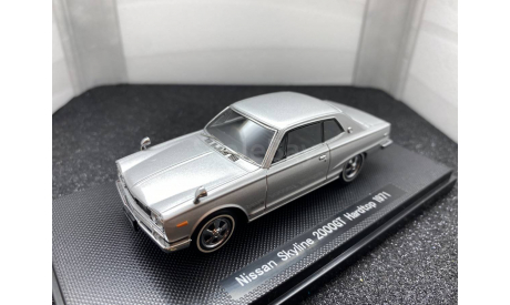 Nissan Skyline 2000GT Hardtop 1971 silver, редкая масштабная модель, Ebbro, scale43