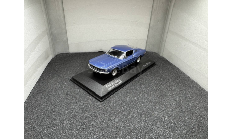 Ford Mustang Fastback 2+2 1968 bright dark blue metallic, редкая масштабная модель, Minichamps, scale43