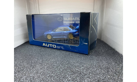 Subaru Impreza 22B metallic blue, редкая масштабная модель, Autoart, scale43