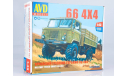 Сборная модель Армейский грузовик Горький-66 4х4, сборная модель автомобиля, AVD Models, scale43, ГАЗ