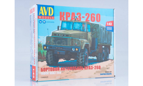 Сборная модель КРАЗ-260 бортовой (ранний), сборная модель автомобиля, AVD Models, scale43