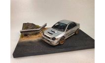 Готовая модель на подставке Subaru Impreza WRX STI 2002, сборная модель автомобиля, Моделист, 1:43, 1/43