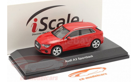 Audi A3 Sportback year 2020 tango red 1:43 iScale, масштабная модель, scale43