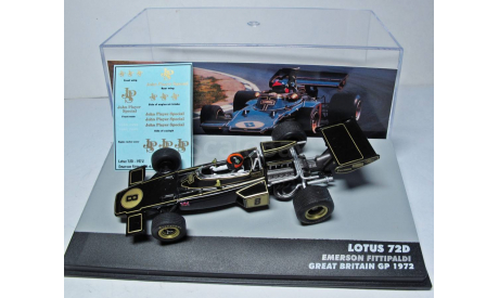 Lotus 72D - EMERSON FITTIPALDI  BRITAIN GP 1972 + Табачная декаль., масштабная модель, Altaya, scale43