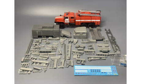 Кит пожарный АЦ 8.0-40 (4320), сборная модель автомобиля, Урал 4320, scale43