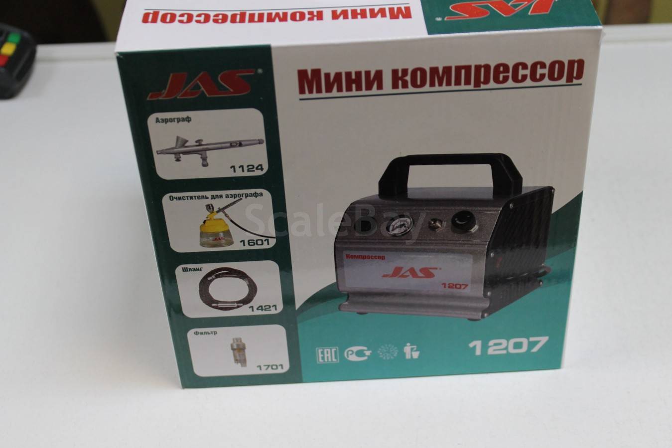 Компрессор JAS 1207, с регулятором давления, автоматика, ресивер 0.3 л ...