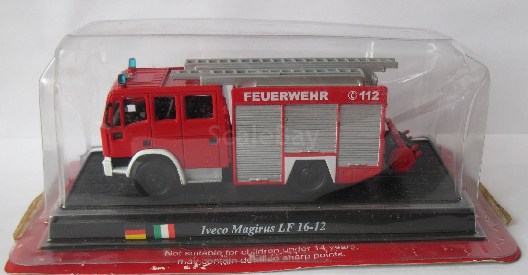 1/43 iveco magirus dlk 23/12 пожарный красный с оранжевым