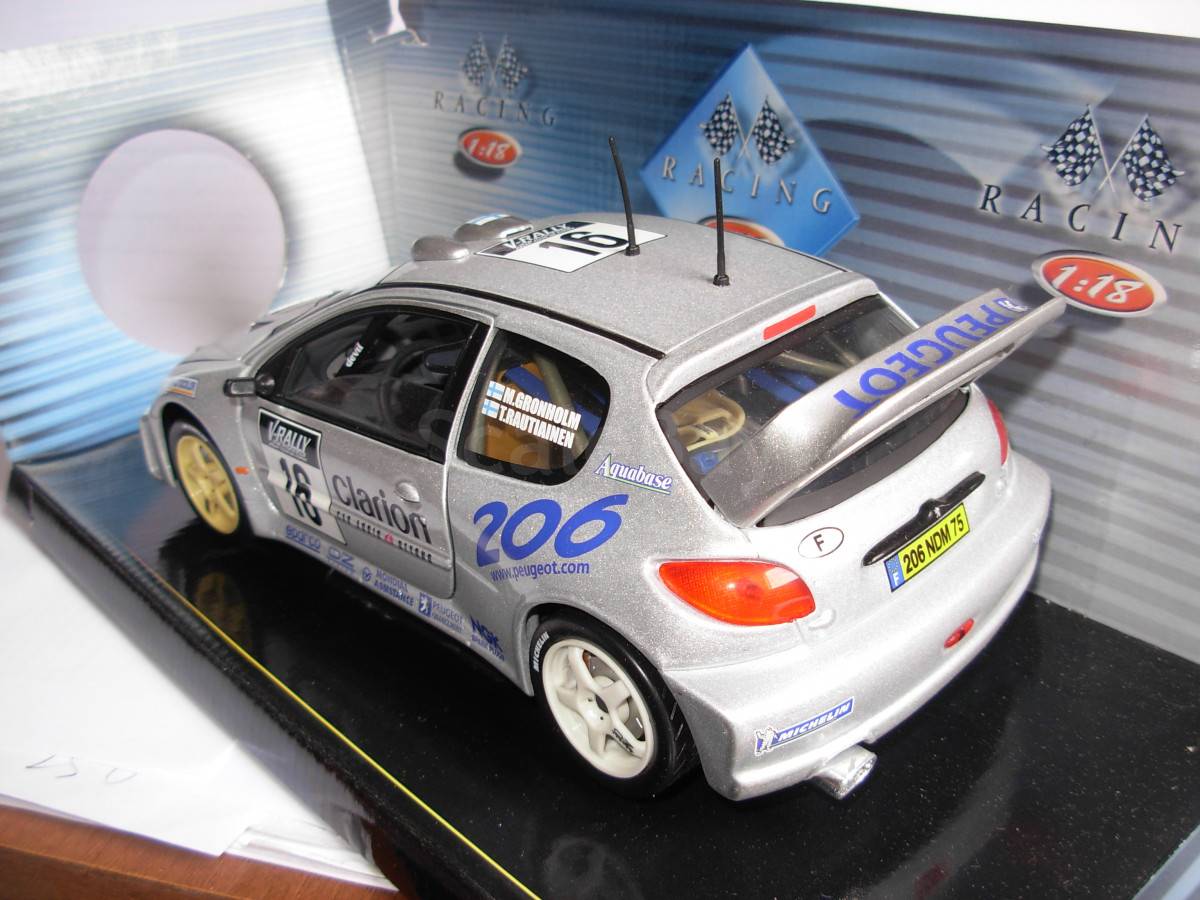 Peugeot 206 WRC Solido 1/18 – Gronholm #16 Tour De Corse 2000, Occasion