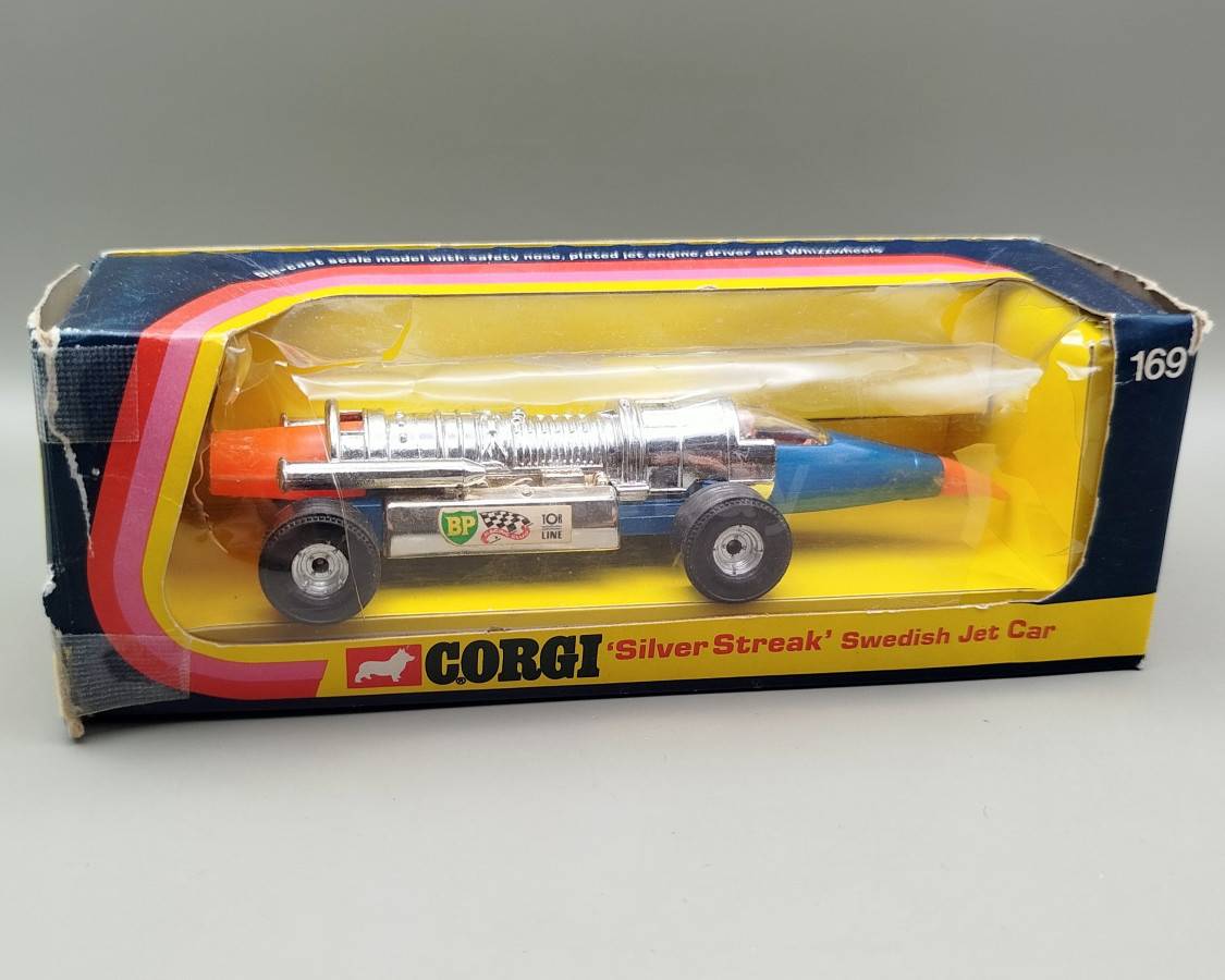 Arnold Sundquists Silver Streak Swedish Jet Car #169 (синий/хром) Corgi Toys М.1190 | Аукцион масштабных и сборных моделей